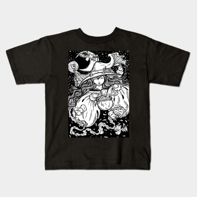 Witches Brew Kids T-Shirt by SpacebatDesigns 